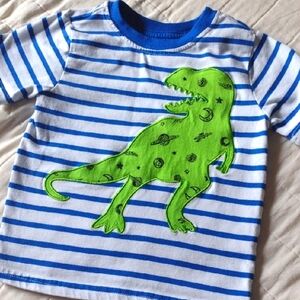 Garanimals Blue and Green Short Sleeve Tee with Dinosaur Print 2T